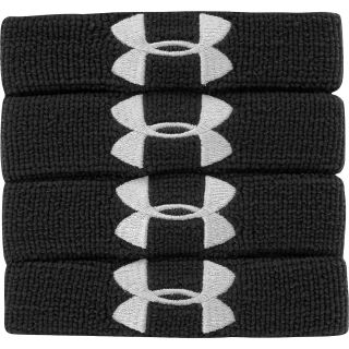 UNDER ARMOUR 1 Inch Performance Wristbands, 4 Pack, Black