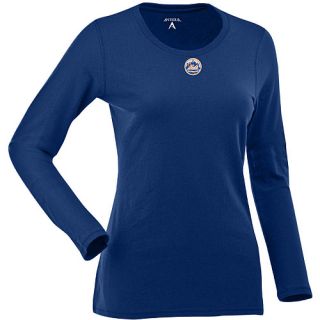 Antigua Womens New York Mets Relax LS 100% Cotton Washed Jersey Scoop Neck Tee
