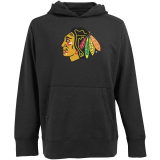 Antigua Mens Chicago Blackhawks Signature Hood Applique Pullover Sweatshirt  
