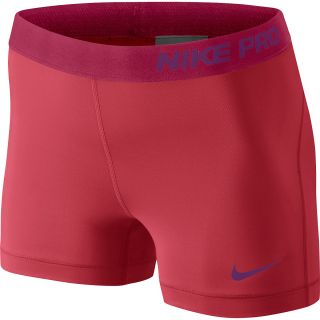 NIKE Womens Pro 3 Shorts   Size Large, Laser Crimson/grape