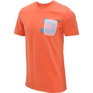 PUMA Mens Translucent Pocket Short Sleeve T Shirt   Size Xl, Tigerlily