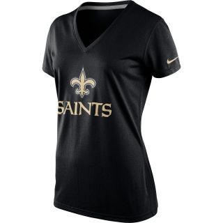 NIKE Womens New Orleans Saints Dri FIT Legend Logo V Neck Short Sleeve T Shirt