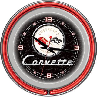 Trademark Global Corvette C1 Neon Clock   14 inch Diameter   Black (GM1400B C1 