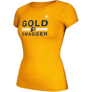 adidas Womens Indiana Pacers Gold Swagger Short Sleeve T Shirt   Size Large,