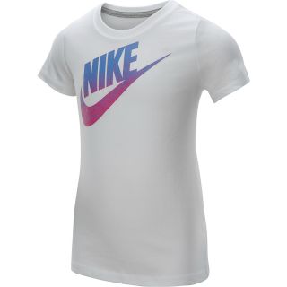NIKE Girls Futura Gradient Short Sleeve T Shirt   Size Small, White/dk Grey