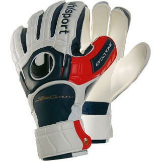 uhlsport Ergonomic Soft Keeper Gloves   Size 5, White/navy/red (1000778 01 05)