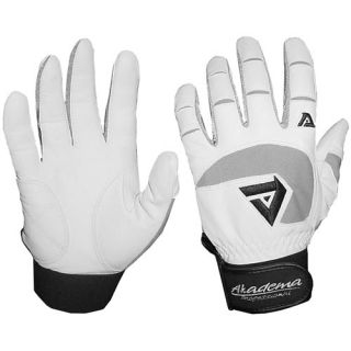 Akadema BTG400 Series Adult Batting Glove Pair Pack   Size Large, White/silver