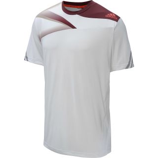 adidas Mens adiZero Plus Short Sleeve Tennis T Shirt   Size Small, White/brown