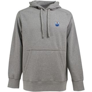 Antigua Mens Edmonton Oilers Signature Hooded Gray Pullover Sweatshirt   Size