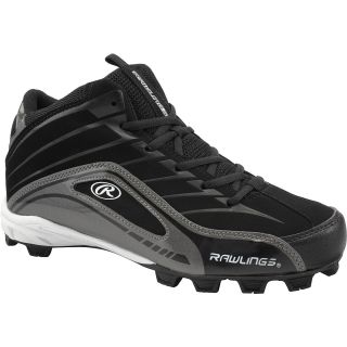 RAWLINGS Mens Wind Up Mid Baseball Cleats   Size 9, Black/white
