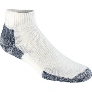 THORLO Thick Cushion Running Mini Crew Socks   Size Large, White/navy