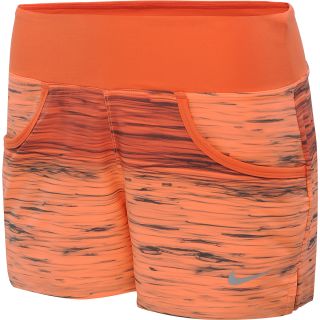 NIKE Womens Victory Printed Tennis Shorts   Size Medium, Orange/silver