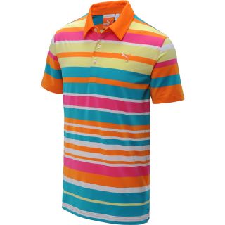 PUMA Mens Roadmap Stripe Golf Polo   Size Xl, Orange