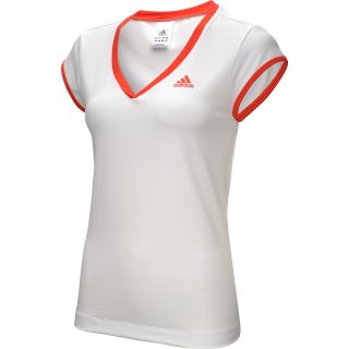 adidas Womens Galaxy Cap Sleeve Tennis Shirt   Size Large, White/red