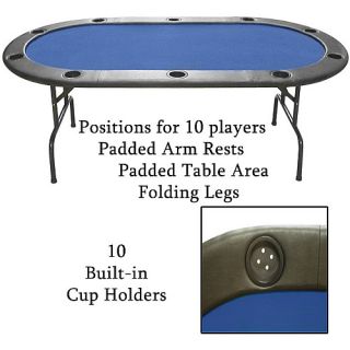 Trademark Global Full Size Blue Felt Poker Table with Cup Holders (10 HT1BL)