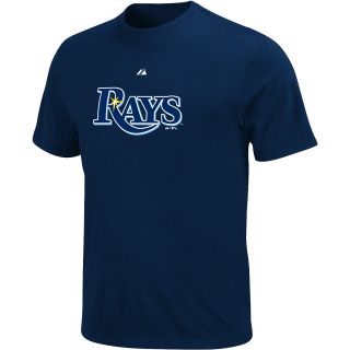 Majestic Mens Tampa Bay Rays Offical Wordmark Navy Tee   Size XXL/2XL, Tampa