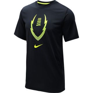 NIKE Mens Football Brandmark Short Sleeve T Shirt   Size Large, Black/volt