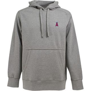 Antigua Mens Los Angeles Angels Signature Hooded Gray Pullover Sweatshirt  