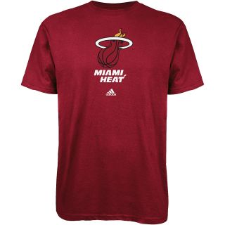 adidas Mens Miami Heat Full Primary Logo Short Sleeve T Shirt   Size Medium,