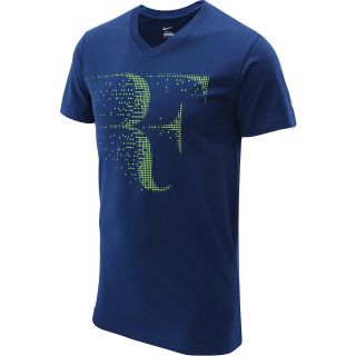 NIKE Mens RF V Neck Short Sleeve Tennis T Shirt   Size 2xl, Brave Blue