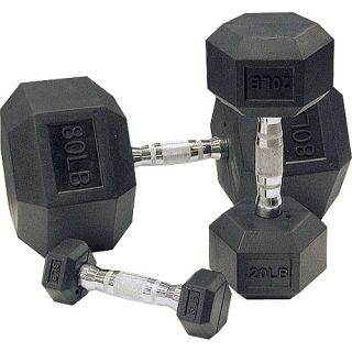 Body Solid Rubber Hex 55 75lbs Dumbbell Set (SDRS650)