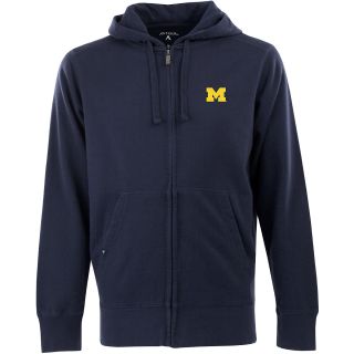 Antigua Mens Michigan Wolverines Fleece Full Zip Hooded Sweatshirt   Size