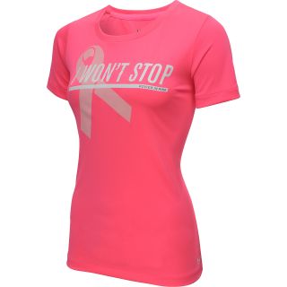 UNDER ARMOUR Womens Power In Pink I Wont Stop Short Sleeve T Shirt   Size