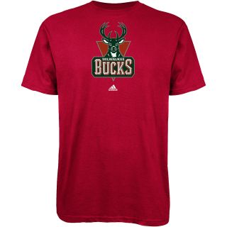 adidas Mens Milwaukee Bucks Full Primary Logo Short Sleeve T Shirt   Size