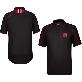 adidas Mens Nebraska Cornhuskers Sideline Black Polo Shirt   Size Medium,