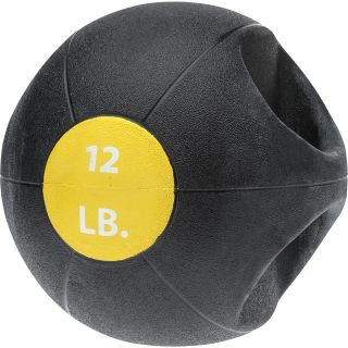 BODYFIT 12 pound Medicine Ball with Handles   Size 12#, Yellow