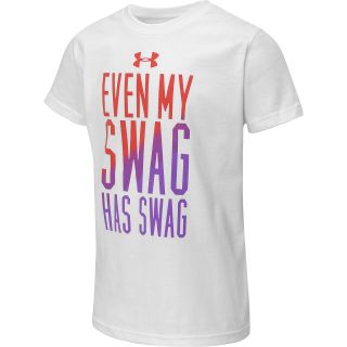 UNDER ARMOUR Girls My Swag Has Swag Short Sleeve T Shirt   Size Small, White