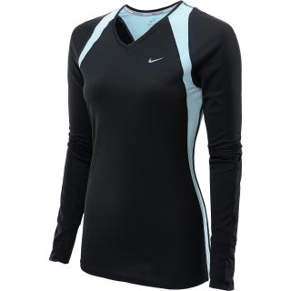 NIKE Womens Sporty Long Sleeve V Neck Running Shirt   Size Large,
