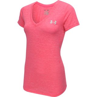 UNDER ARMOUR Womens Power In Pink Achieve Short Sleeve V Neck T Shirt   Size
