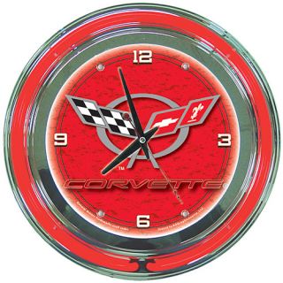 Trademark Global Corvette C5 Neon Clock   14 inch Diameter   Red (GM1400R C5 