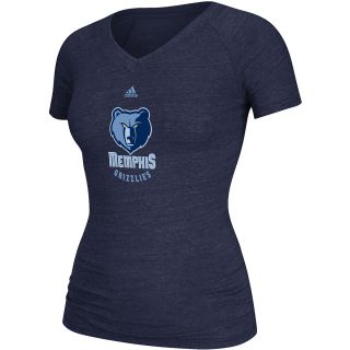 adidas Womens Memphis Grizzlies Tri Blend Center Logo Short Sleeve T Shirt  