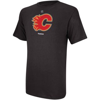 REEBOK Mens Calgary Flames Primary Logo Short Sleeve T Shirt   Size Small,