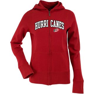 Antigua Womens Carolina Hurricanes Signature Hood Applique Full Zip Sweatshirt
