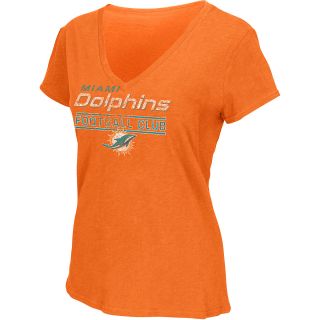 G III Womens Miami Dolphins Slub V Neck T Shirt   Size Medium, Orange
