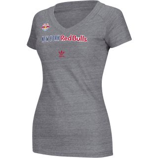 adidas Womens New York Red Bulls Tri Blend Logo V Neck T Shirt   Size Small,