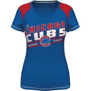 MAJESTIC ATHLETIC Womens Chicago Cubs Superior Speed V Neck T Shirt   Size