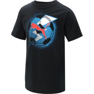PUMA Boys Soccer Bolt Short Sleeve T Shirt   Size Small, Black