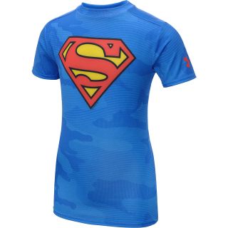 UNDER ARMOUR Boys Alter Ego Superman Fitted Short Sleeve T Shirt   Size Large,