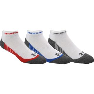 UNDER ARMOUR Beyond No Show Socks   3 Pack   Size Large, White/red