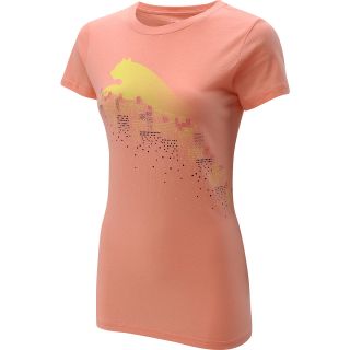 PUMA Womens Graphic Short Sleeve T Shirt   Size Small, Desert Pink