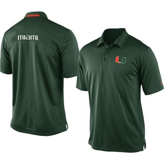 NIKE Mens Miami Hurricanes Dri FIT Coaches Polo   Size Small, Green