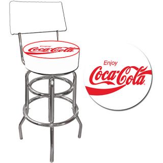 Trademark Global Enjoy Coca Cola White Pub Stool with Back (COKE 1100 V17)