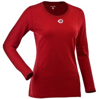 Antigua Womens Cincinnati Reds Relax LS 100% Cotton Washed Jersey Scoop Neck
