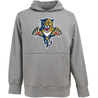 Antigua Mens Florida Panthers Signature Hood Applique Gray Pullover Sweatshirt