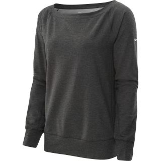NIKE Womens Epic Crew Long Sleeve Shirt   Size Medium, Black/heather/silver