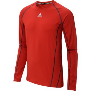 adidas Mens TechFit Fitted Long Sleeve T Shirt   Size 2xl, Lt.scarlet